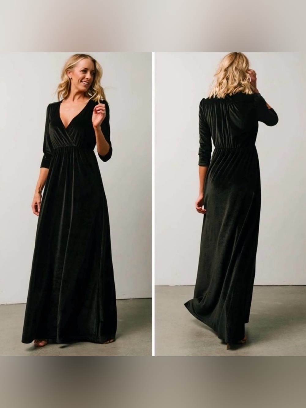 Baltic Born Sofia V-Neckline Velvet Maxi Dress In Black Size XL